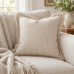 Hallie Light Brown Pinstripe Square Cushion Cover — styled view 3