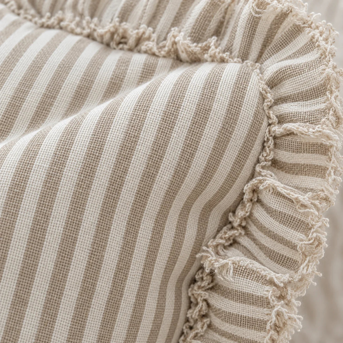 Hallie Light Brown Pinstripe Square Cushion Cover — fabric detail 4