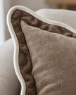 Chloe Coffee Brown And Cream Scalloped Cushion Cover — fabric detail 1