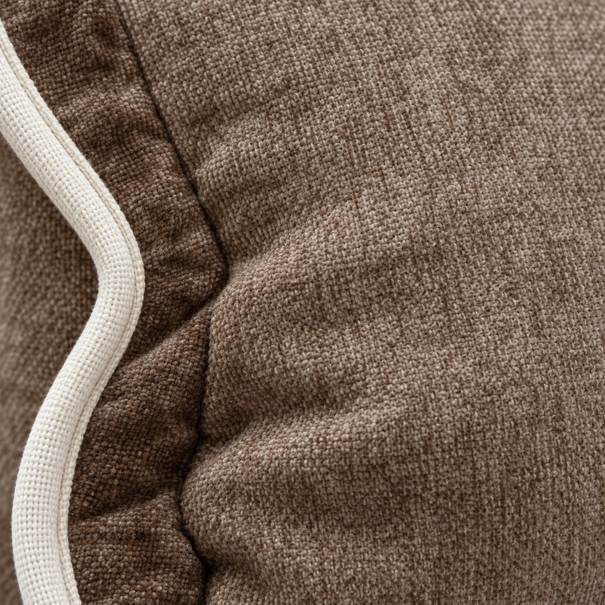 Chloe Coffee Brown And Cream Scalloped Cushion Cover — fabric detail 2