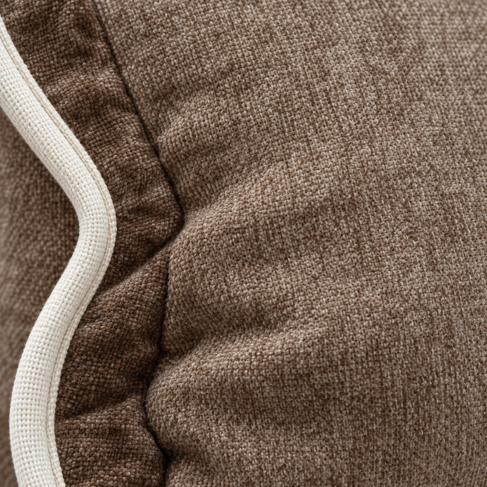 Chloe Coffee Brown And Cream Scalloped Cushion Cover — fabric detail 2