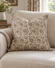 Ivy Brown Floral Print Luxury Cotton Cushion Cover — styled view 2