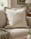 Chloe Cream And Greige Square Scalloped Cushion Cover — styled view 1