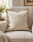 Chloe Cream And Greige Square Scalloped Cushion Cover — styled view 2
