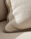 Chloe Cream And Greige Square Scalloped Cushion Cover — fabric detail 3