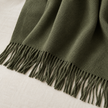Della Olive Green Fine Knit Tasselled Throw Blanket – fabric detail 3