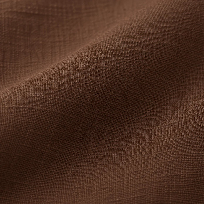 Esmee Dark Brown Ruffle Square Linen Blend Cushion Cover — fabric detail 2