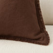 Esmee Dark Brown Ruffle Square Linen Blend Cushion Cover — fabric detail 3