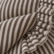 Darcy chocolate brown pinstripe cushion cover ruffle edge and fabric detail