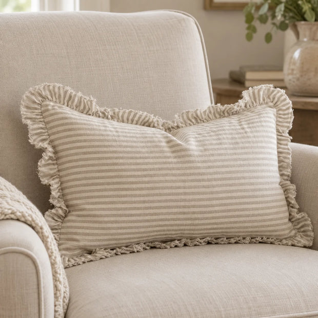 Hallie Natural Beige Pinstripe Cushion Cover - Rectangle — styled view 2