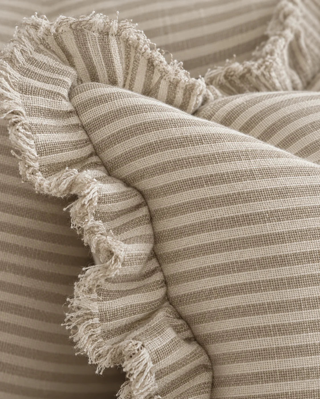 Hallie Natural Beige Pinstripe Cushion Cover - Rectangle — fabric detail 4