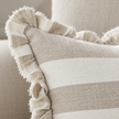 Hallie Beige And White Wide Stripe Rectangle Cotton Blend Cushion Cover — fabric detail 1