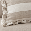 Hallie Beige And White Wide Stripe Rectangle Cotton Blend Cushion Cover — fabric detail 3
