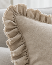 Hallie Beige Rectangle Linen Ruffled Cushion Cover — fabric detail 1
