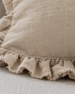 Hallie Beige Rectangle Linen Ruffled Cushion Cover — fabric detail 3