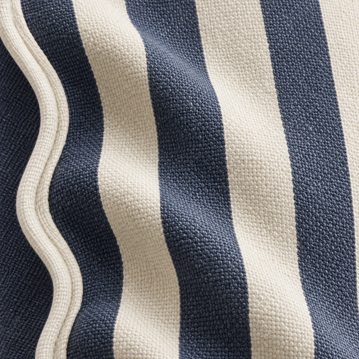 Chloe Navy Blue Square Scalloped Cushion Cover — fabric detail 2