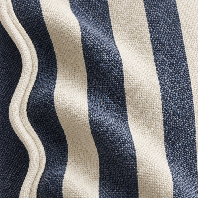 Chloe Navy Blue Square Scalloped Cushion Cover — fabric detail 2