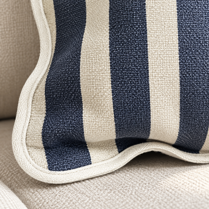 Chloe Navy Blue Square Scalloped Cushion Cover — fabric detail 3