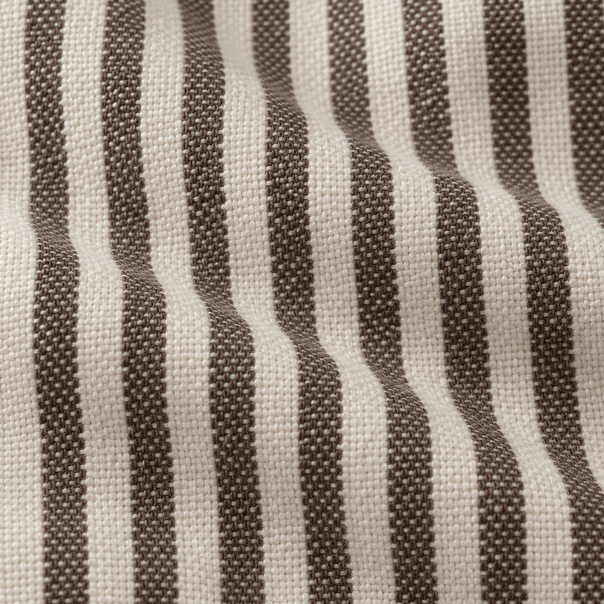 Florence Piped Dark Brown And White Pinstripe Luxury Cotton Blend Cushion Cover — fabric detail 2