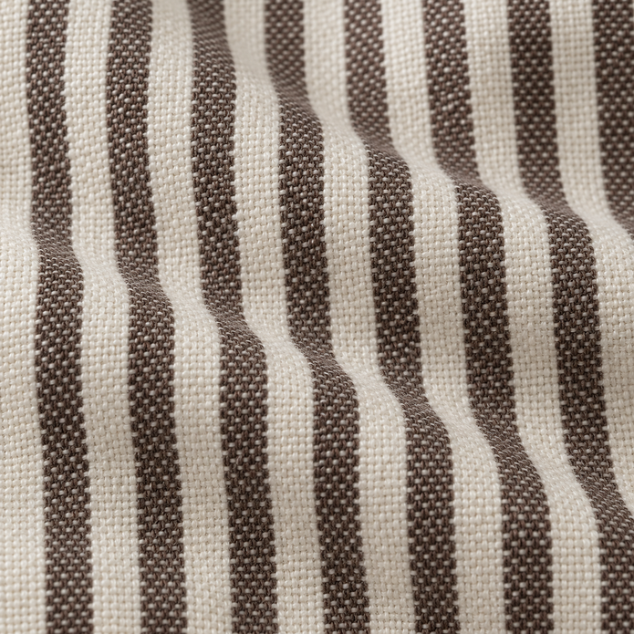 Florence Piped Dark Brown And White Pinstripe Luxury Cotton Blend Cushion Cover — fabric detail 2