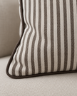 Florence Piped Dark Brown And White Pinstripe Luxury Cotton Blend Cushion Cover — fabric detail 3