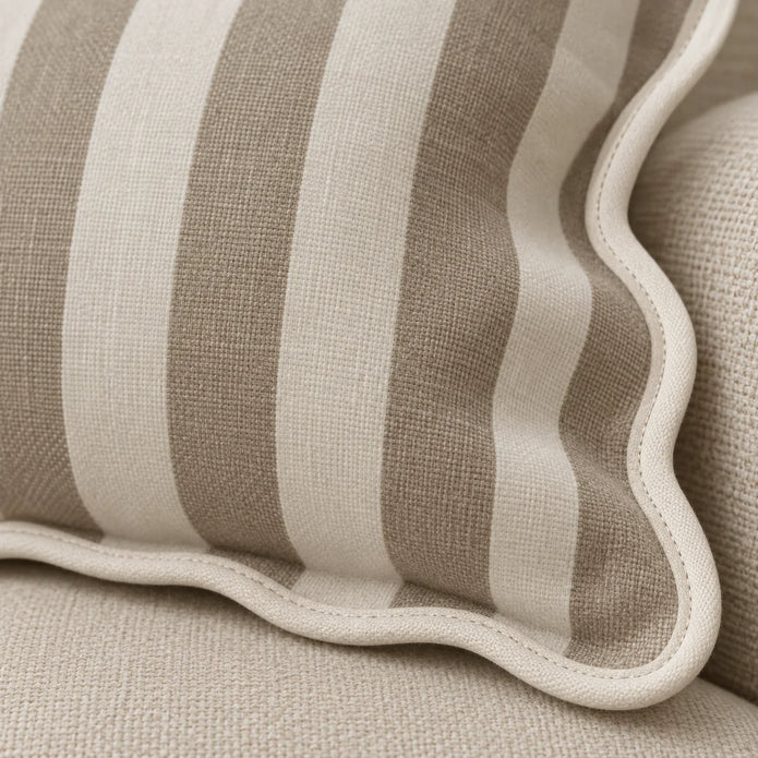 Chloe Beige Rectangle Stripe Scalloped Cushion Cover — fabric detail 3
