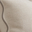 Chloe cream and greige 65 × 65 cm extra large bed cushion cover – fabric and scalloped trim close-up 2