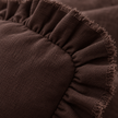 Hallie Dark Brown Ruffle Rectangle Linen Blend Cushion Cover — fabric detail 2