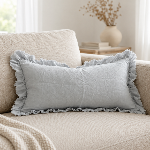 Hallie Ocean Blue Rectangle Cotton Cushion Cover — styled view 1