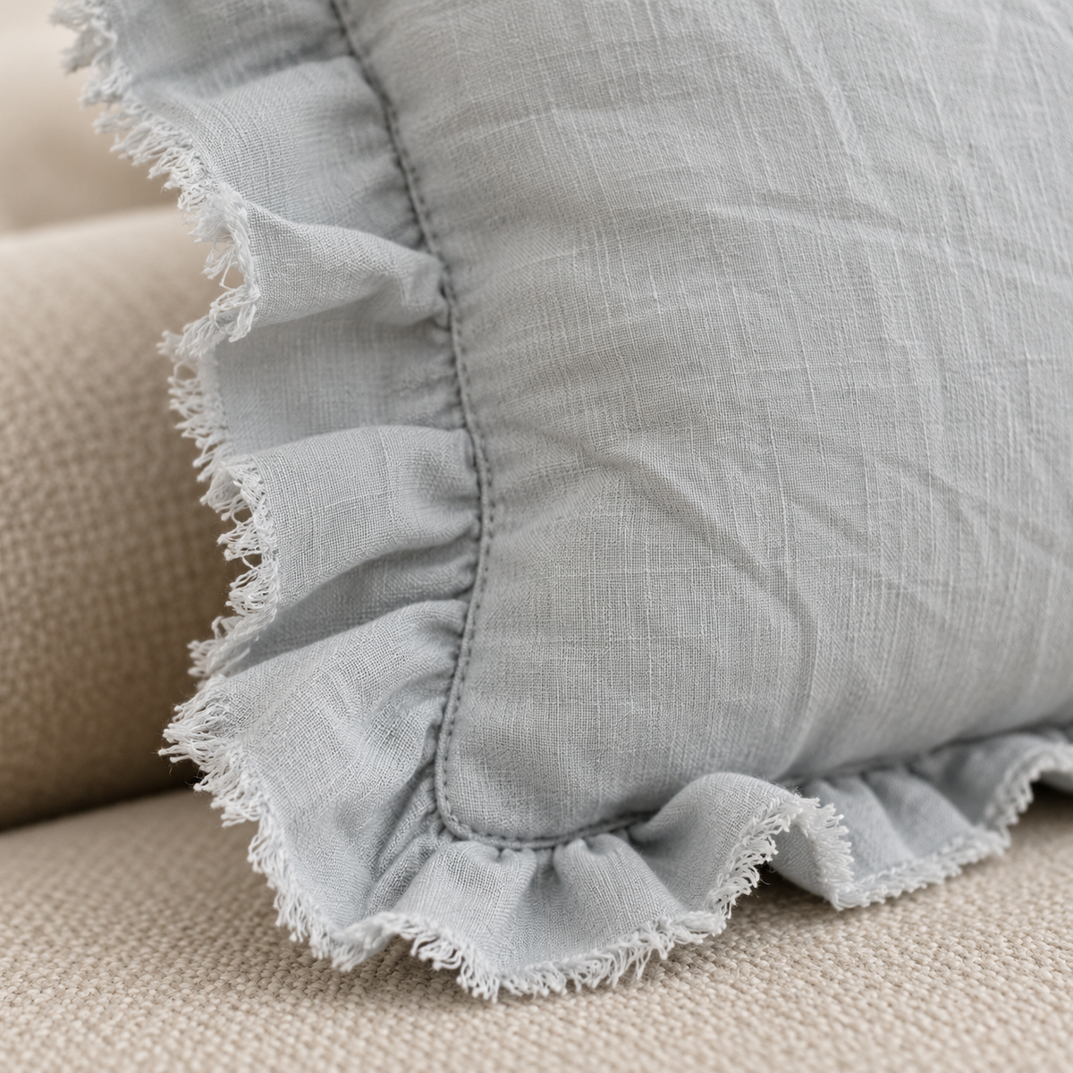 Hallie Ocean Blue Rectangle Cotton Cushion Cover — fabric detail 3
