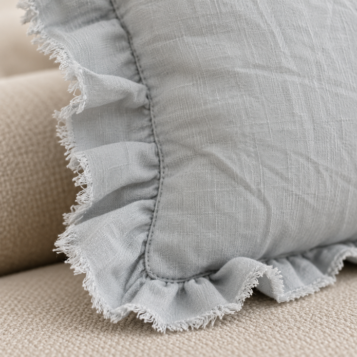 Hallie Ocean Blue Rectangle Cotton Cushion Cover — fabric detail 3