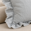Hallie Ocean Blue Rectangle Cotton Cushion Cover — fabric detail 3