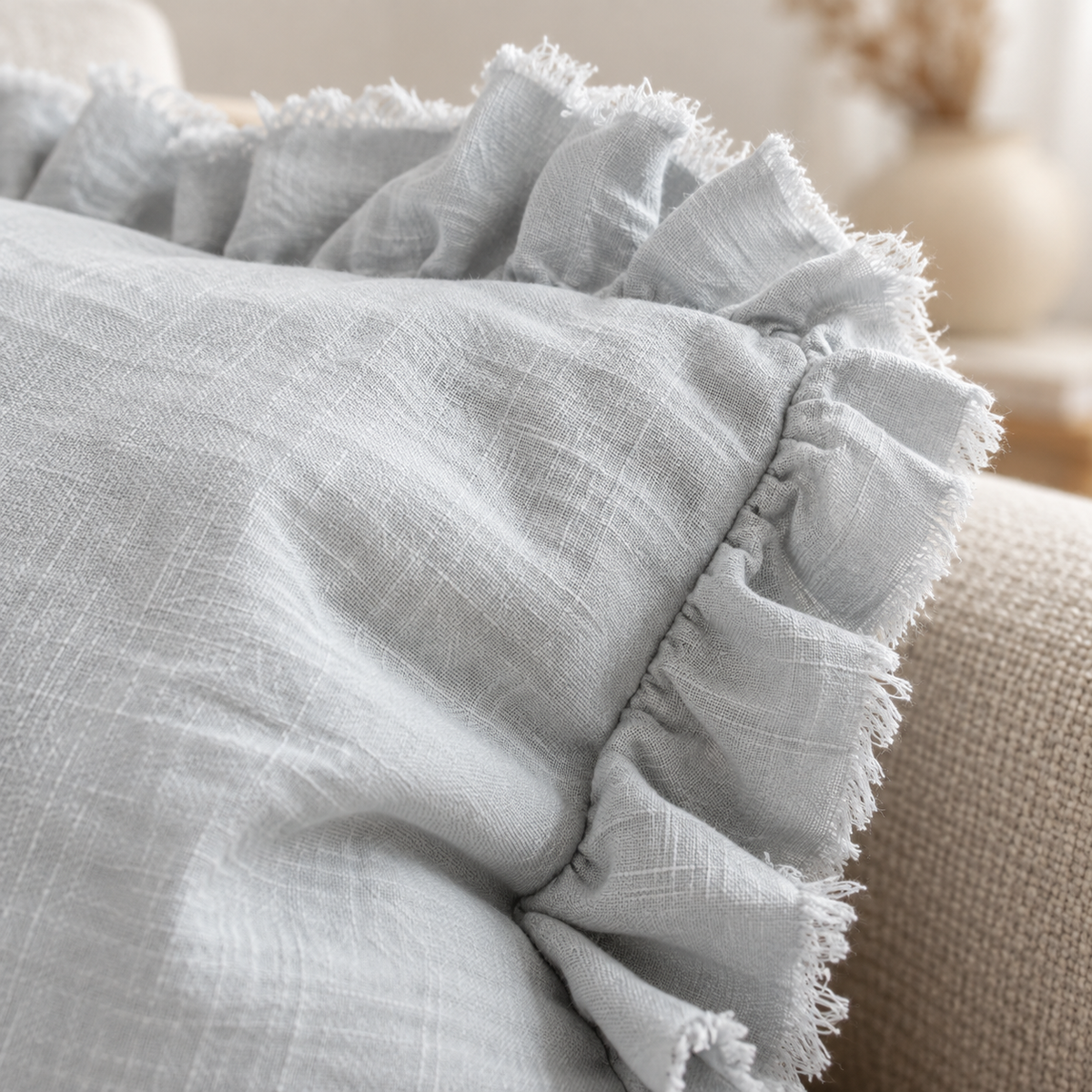 Hallie Ocean Blue Rectangle Cotton Cushion Cover — fabric detail 4