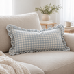 Hallie Ocean Blue Rectangle Gingham Cushion Cover — styled view 1