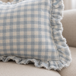 Hallie Ocean Blue Rectangle Gingham Cushion Cover — fabric detail 3