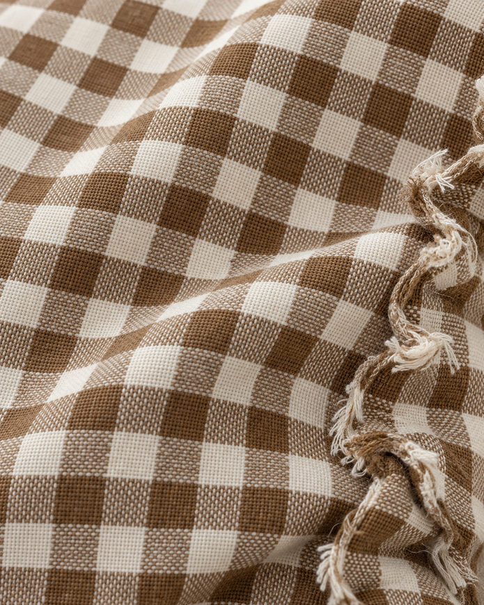 Hallie Brown Rectangle Gingham Cushion Cover — fabric detail 2