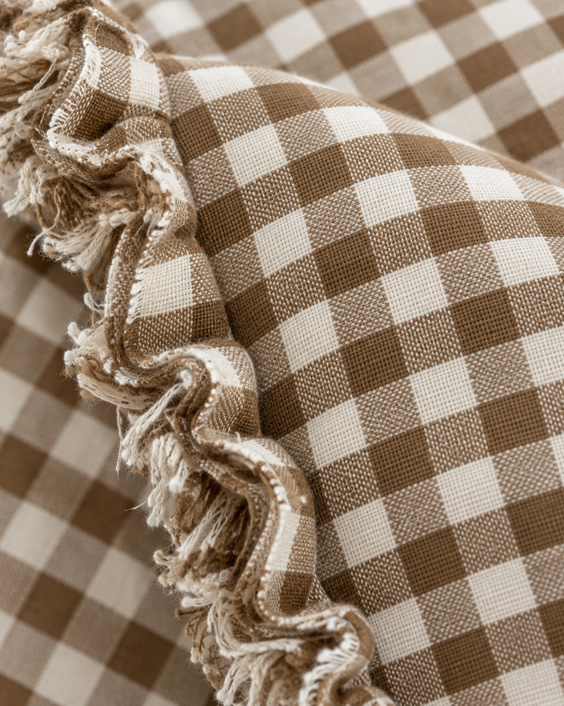 Hallie Brown Rectangle Gingham Cushion Cover — fabric detail 4