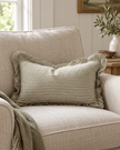Hallie Olive Green Pinstripe Cushion Cover - Rectangle — styled view 2