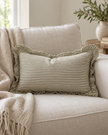 Hallie Olive Green Pinstripe Cushion Cover - Rectangle — styled view 3