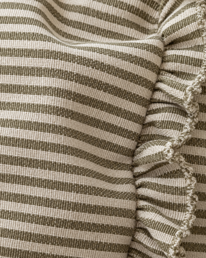 Hallie Olive Green Pinstripe Cushion Cover - Rectangle — fabric detail 2