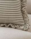Hallie Olive Green Pinstripe Cushion Cover - Rectangle — fabric detail 3