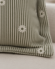 Daisy Olive Green Square Cushion Cover — fabric detail 3