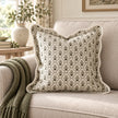 Chloe Sage Green Pattern Scalloped Square Cushion Cover — styled view 1