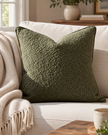 Olive Green Square Sofia Boucle Cushion Cover — styled view 3