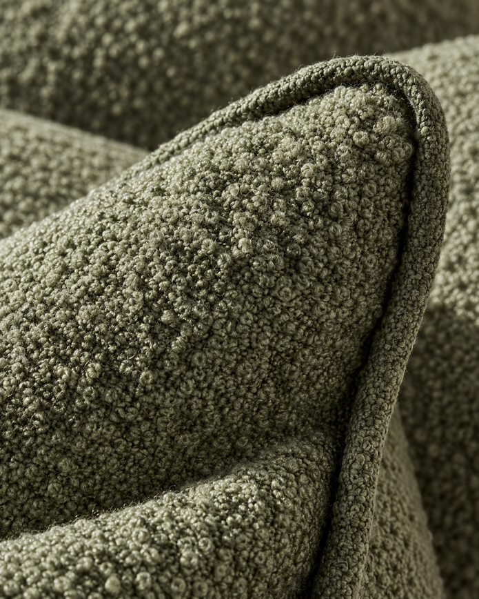Olive Green Square Sofia Boucle Cushion Cover — fabric detail 4