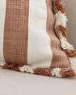 Hallie Rust Brown And White Wide Stripe Cotton Cushion Cover — fabric detail 3