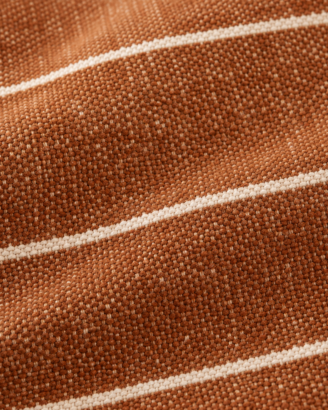 India Rust Brown And White Pinstripe Cotton Cushion Cover — fabric detail 2