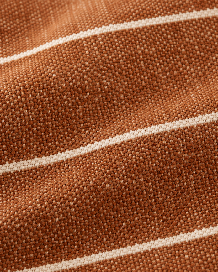 India Rust Brown And White Pinstripe Cotton Cushion Cover — fabric detail 2