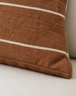 India Rust Brown And White Pinstripe Cotton Cushion Cover — fabric detail 3
