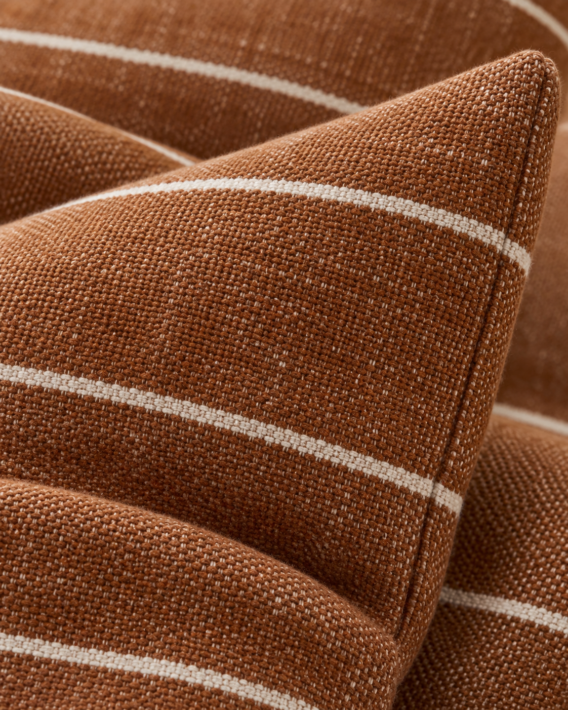 India Rust Brown And White Pinstripe Cotton Cushion Cover — fabric detail 4